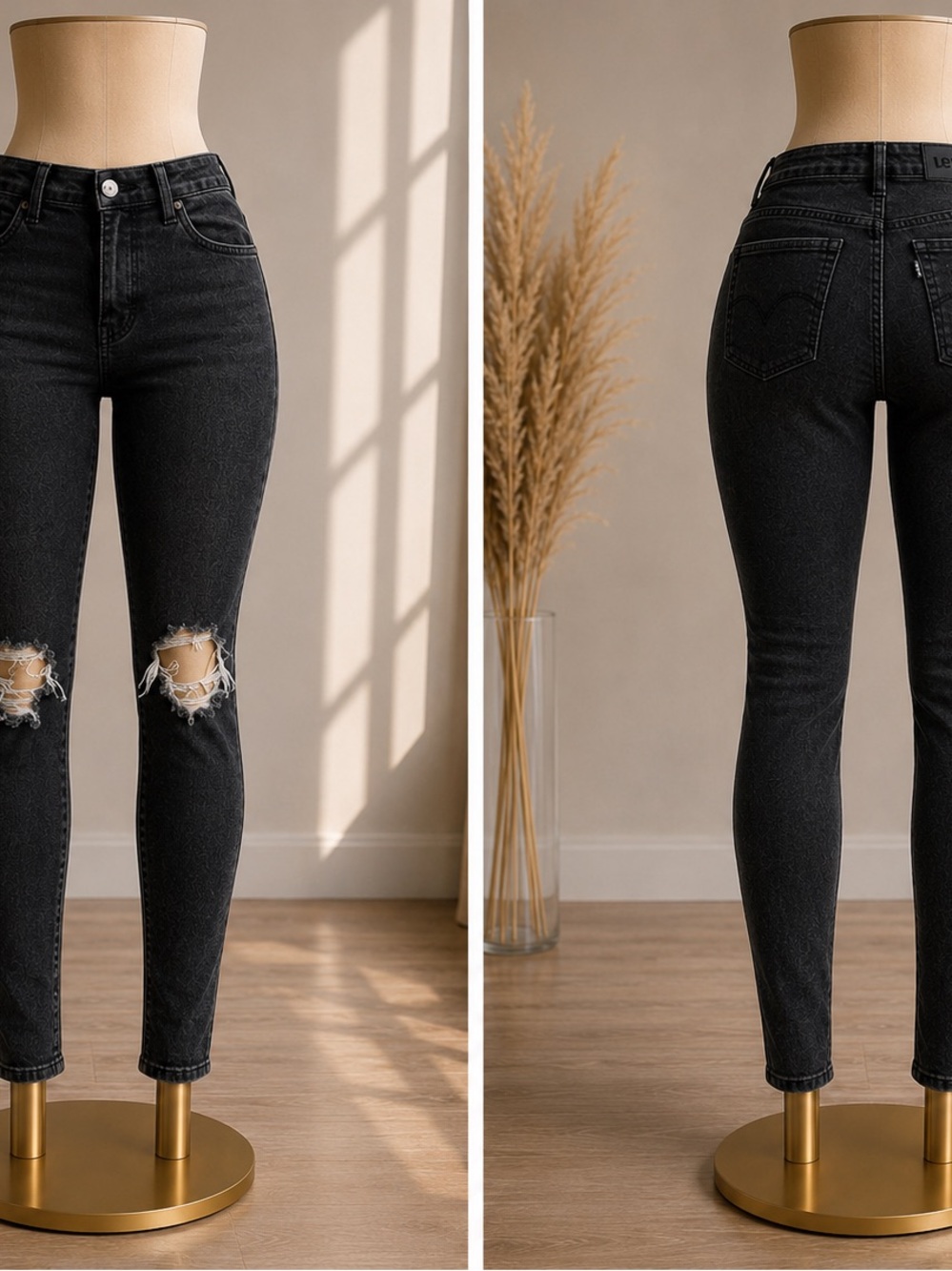 Levi's Black Distressed High-Rise Skinny Jeans for Women